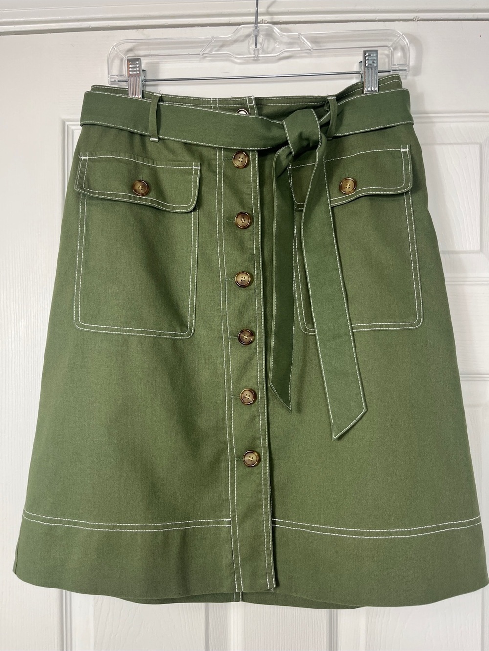 J. Crew Factory Linen Blend Button Up Skirt - Picture 2 of 8